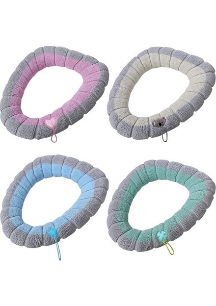 Kulplu 4'lü Klozet Kapağı Seti - Banyo Klozet Kapağı Için Kalın Minder - Yumuşak, Kalın, Gerilebilir, Tüm Oval Klozet Kapaklarıyla Uyumlu (Yurt Dışından) indirimleri