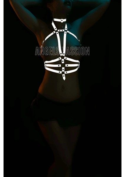 Tasma Detaylı Şık Karanlıkta Yansıyan Göğüs Üzeri Harness - APFT27