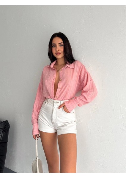 Çizgili Oversize Gömlek modelleri