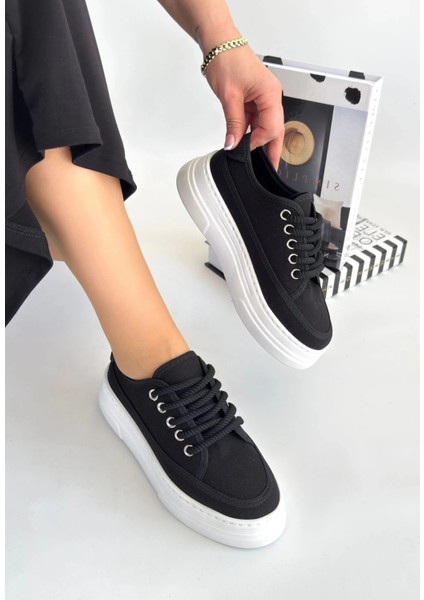 Carin Siyah Keten Bağcıklı Spor Ayakkabı fiyatları
