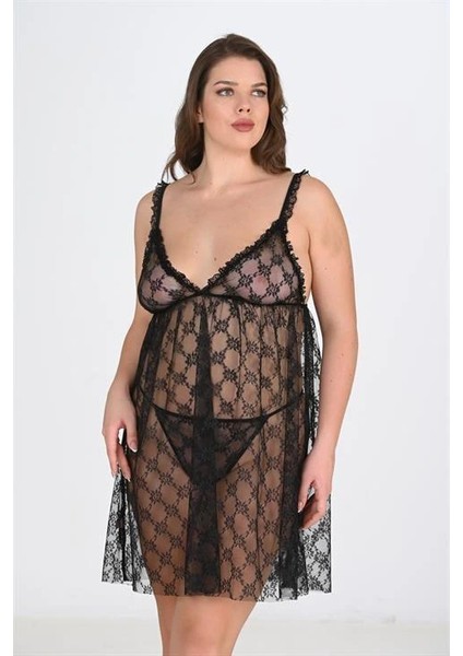 Büyük Beden Siyah Gecelik 3041 fiyatları