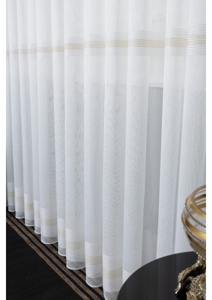 Nevra Gold Işlemeli 1/3 Sık Pileli Ütü Istemez Kırışmaz Yeni Sezon Salon Oda Tül Perdesi indirimleri