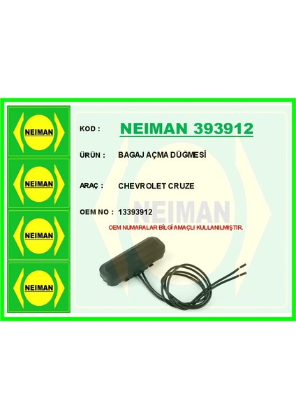 BAGAJ AÇMA DÜĞMESİ CHEVROLET CRUZE 13393912