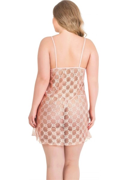 Büyük Beden Somon Kısa Tül Gecelik fiyatları