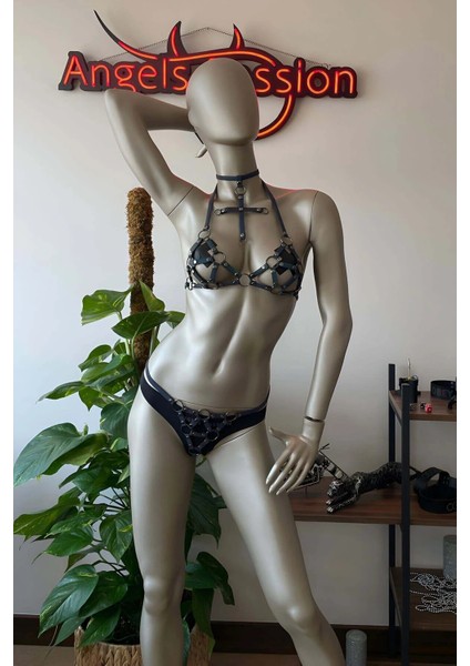 Reflektörlü, Karanlıkta Parlayan Tasmalı Harness Sütyen Takım - APFT464 fırsatları