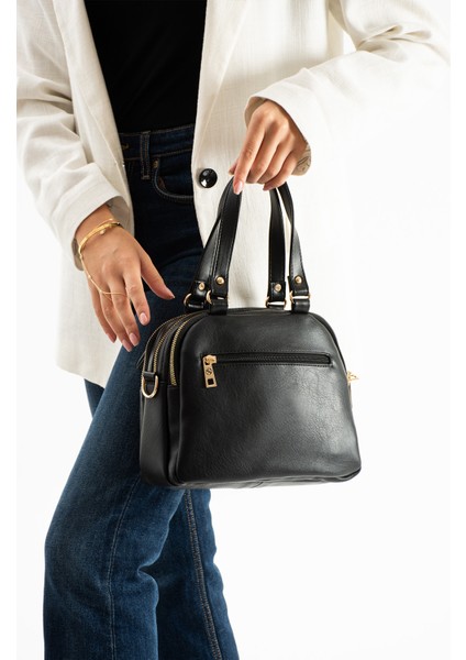 Kadın Siyah Yumuşak Suni Deri Ayarlanabilir Çapraz Askılı Smart Casual Omuz ve El Çantası fırsatları