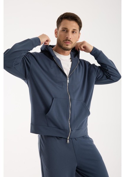 Erkek %100 Pamuk Fermuarlı Kapüşonlu Sweatshirt - Basic Rahat Hoodie fırsatları