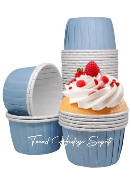 Hediye Sepeti 50'li Pastel Mavi Muffin Kek Kalıbı, Kek Kapsülü Cupcake Kalıbı, Airfryer Uyumlu fiyatları