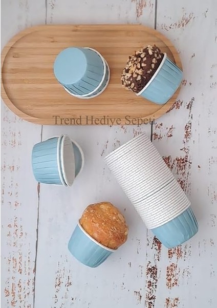 Hediye Sepeti 50'li Pastel Mavi Muffin Kek Kalıbı, Kek Kapsülü Cupcake Kalıbı, Airfryer Uyumlu fırsatları