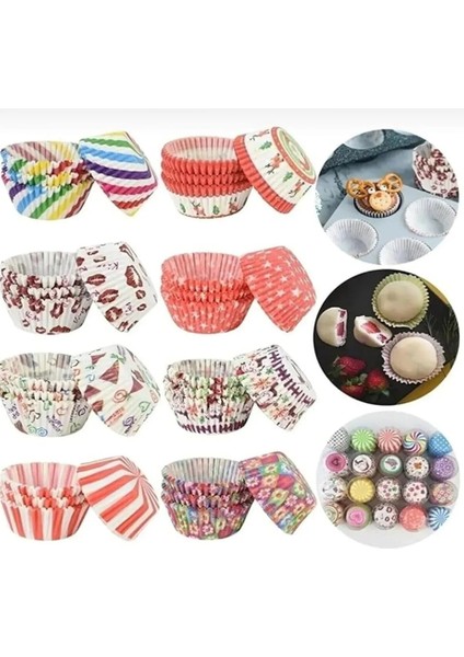 Renkli Kağıt Muffin Kek Kalıpları, 100 Adet