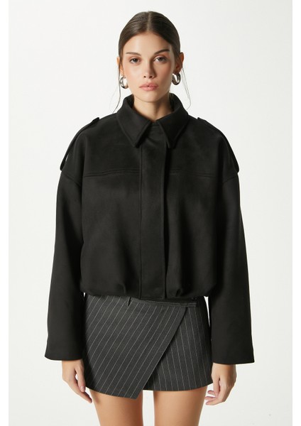 Kadın Rodney Süet Etkili Siyah Bomber Ceket modelleri