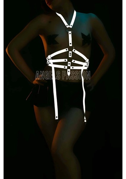 Reflektörlü Seksi Jartiyer Body Harness Iç Giyim - APFT16