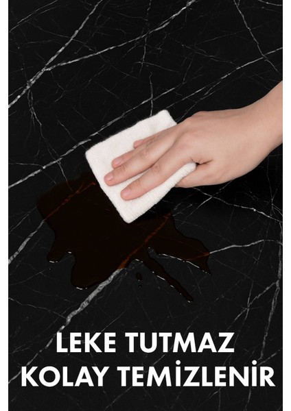 Siyah Mermer Desenli Kendinden Yapışkanlı Su Geçirmez Tezgah Kaplama Folyo – Parlak Yüzey 60X500 cm fırsatları