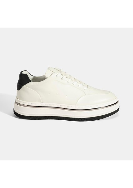Erkek Beyaz Bağcıklı Deri Spor Ayakkabı fiyatları