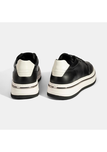 Erkek Siyah Bağcıklı Deri Spor Ayakkabı