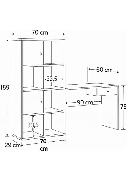 Vital Kitaplıklı Çalışma Masası Gövde Ceviz Kapak Beyaz modelleri
