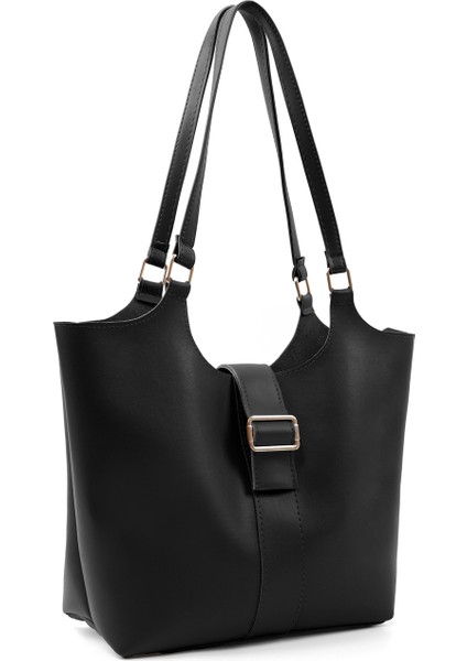 Siyah SHK269 Suni Deri Tek Bölmeli, Çıtçıtlı ,el, Kol ve Omuz Çantası fiyatları