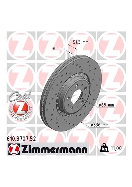 ÖN FREN AYNASI ADET VOLVO XC90 2.5T-D5-T6 2002-2010 17 JANT 336X30X5DLXHAVALI DELİKLİ DELIKLI -986479202-DF4340S 31262489 306573015 306573013