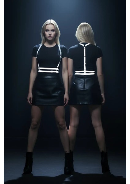 Karanlıkta Yansıyan - Reflektörlü Göğüs Harness, Parti Harness, Elbise Aksesuar - APFT205