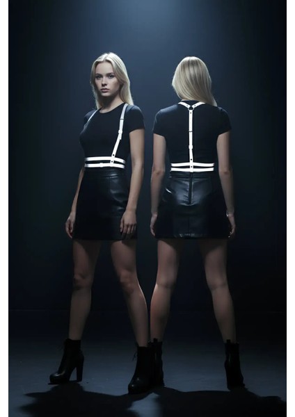 Karanlıkta Yansıyan - Reflektörlü Göğüs Harness, Parti Harness, Elbise Aksesuar - APFT205 fiyatları