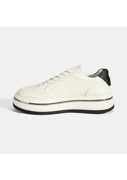 Erkek Beyaz Bağcıklı Deri Spor Ayakkabı modelleri