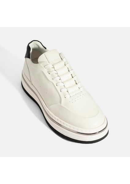 Erkek Beyaz Bağcıklı Deri Spor Ayakkabı indirimleri