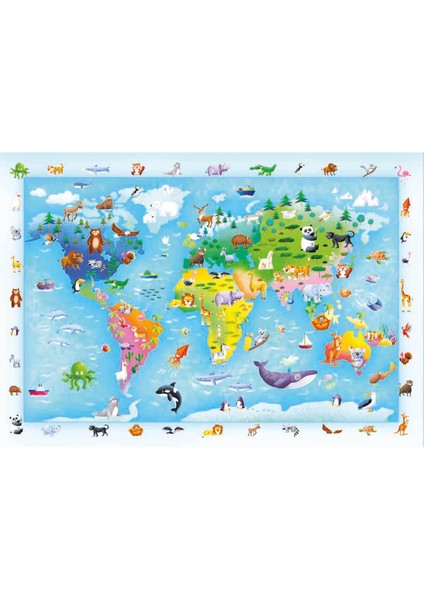 60 Parça Maxi Supercolor Puzzle: Wildlife Map fiyatları