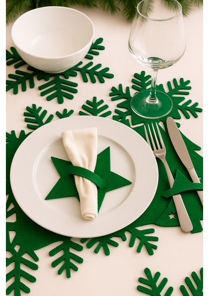 Yılbaşı Temalı 2 Kişilik 10 Parça Keçe Amerikan Servis Seti – Kar Tanesi & Ağaç & Yıldız Desenli fiyatları