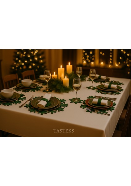 Yılbaşı Temalı 2 Kişilik 10 Parça Keçe Amerikan Servis Seti – Kar Tanesi & Ağaç & Yıldız Desenli modelleri