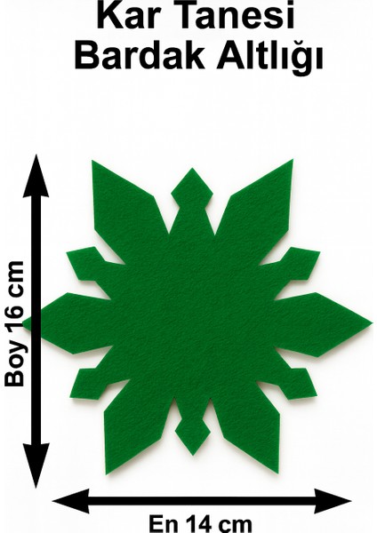 Yılbaşı Temalı 2 Kişilik 10 Parça Keçe Amerikan Servis Seti – Kar Tanesi & Ağaç & Yıldız Desenli