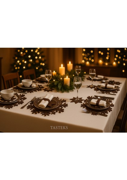 Yılbaşı Temalı 2 Kişilik 10 Parça Keçe Amerikan Servis Seti – Kar Tanesi & Ağaç & Yıldız Desenli fiyatları