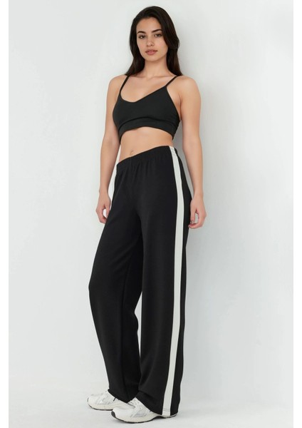 Kadın Soft Touch Moda Elastik Bel Eşofman Altı Siyah