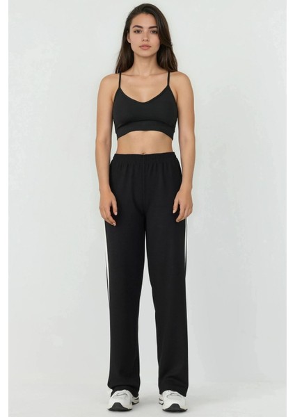 Kadın Soft Touch Moda Elastik Bel Eşofman Altı Siyah