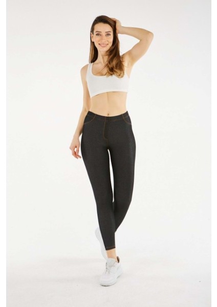 Mary Lüx Kadın Kot Cepli Likralı Tayt 642 - Siyah - L