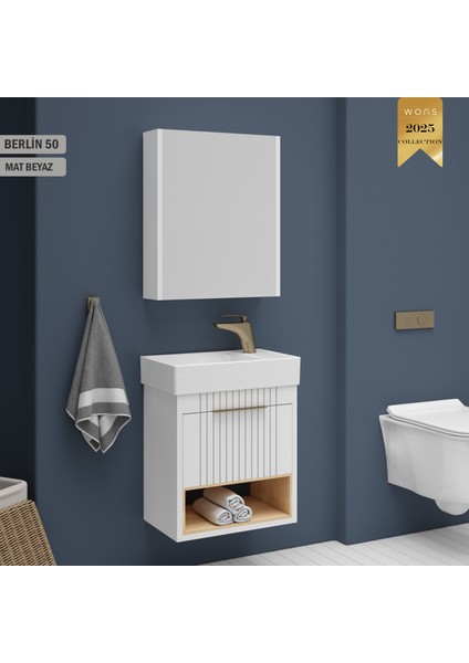 Berlin 50 cm Beyaz Banyo Dolabı