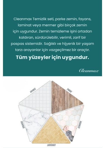 360° Döner Başlıklı Premium Temizlik Seti 15LT- Döner Başlıklı Paslanmaz Çelik Saplı- Yeşil fırsatları