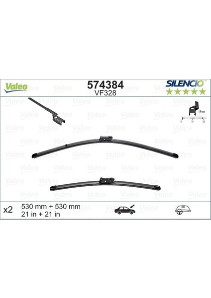 Sılencıo 10-Trm Flat Blade VM328 102 530 530 mm Skoda Fabıa 2 5J1998001 5J2998001