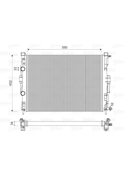 MOTOR SU RADYATÖRÜ RENAULT MEGANE 2 2002 SCENIC 2003 1.5-1.9DCİ/1.4-1.6-2.0 165 AC KLİMASIZ MEK 589X451X34 8200357536 8200115542