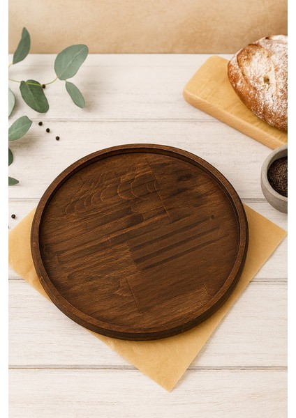 25 cm Yuvarlak Doğal Ahşap Kayın Ağacı Sunumluk | Supla | Servis Tepsisi | Mumluk | Düzenleyici | Sunum Tabağı