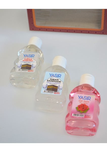 Ihram Üçlü Set – Hac ve Umre Için Kokusuz Şampuan, Sabun ve Gül Suyu – Özel Hediye Seti