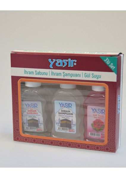 Ihram Üçlü Set – Hac ve Umre Için Kokusuz Şampuan, Sabun ve Gül Suyu – Özel Hediye Seti