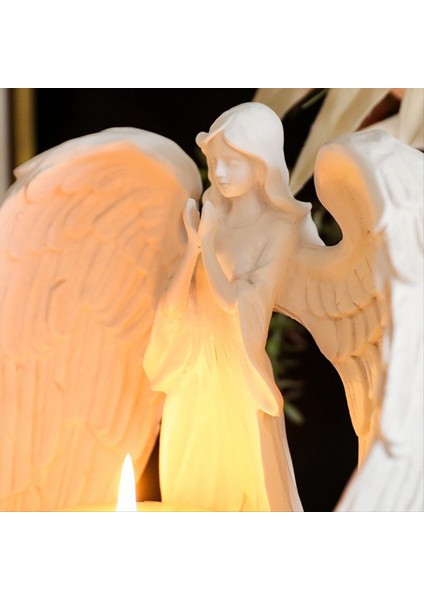Yıldızlı Beyaz Melek Kanadı Dua Kumtaşı Heykeli Angel Heykelcik Duası Ev Dekorasyon Anıtı LED Mum Tutucu (Yurt Dışından) fırsatları