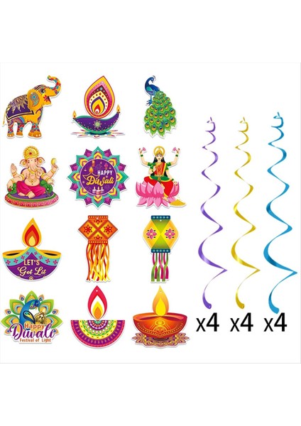 Diwali Festivali Asma Swirl Süslemeleri Dış Mekan Dekoru Için Asma Swirl Yard Partisi Malzemeleri Diwali Festivali (Yurt Dışından) indirimleri