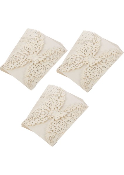 30PCS/SET Hassas Oyma Kelebekler Romantik Düğün Partisi Davetiye Düğün Için Zarf Fildişi Beyaz (Yurt Dışından)