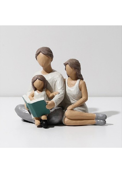 3 Figürin Ailesi Dekor Reçine Aile Heykeli Ebeveynler ve Kızı Heykel Leri Aile Ev Dekorasyonu (Yurt Dışından) modelleri