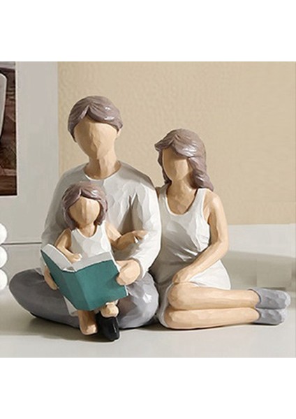 3 Figürin Ailesi Dekor Reçine Aile Heykeli Ebeveynler ve Kızı Heykel Leri Aile Ev Dekorasyonu (Yurt Dışından) fırsatları