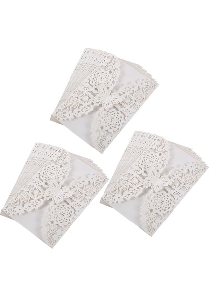 30PCS Narin Oyma Kelebekler Romantik Düğün Davetiyesi Düğün Için Davetiye Davetiyeleri Beyaz (Yurt Dışından)