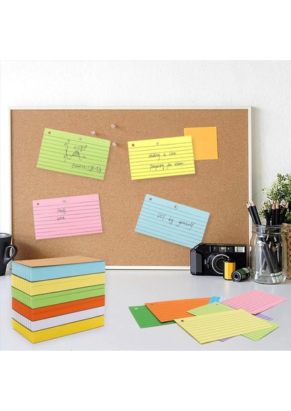 1000 Pcs Dizin Kartları 3x5 Inç Renkli Flash Kartlar Halka Yumruklu Çizgili Flashcards Yönetilmiş Dizin Kartları Not Kartları (Yurt Dışından) fiyatları