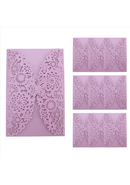 10PCS/SET Hassas Oyma Kelebekler Romantik Düğün Partisi Davetiyesi Düğün Için Davetiyeler Hafif Mor (Yurt Dışından)