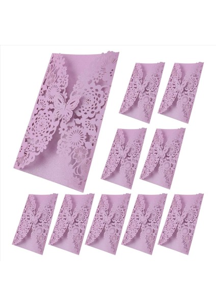 10PCS/SET Hassas Oyma Kelebekler Romantik Düğün Partisi Davetiyesi Düğün Için Davetiyeler Hafif Mor (Yurt Dışından) fiyatları